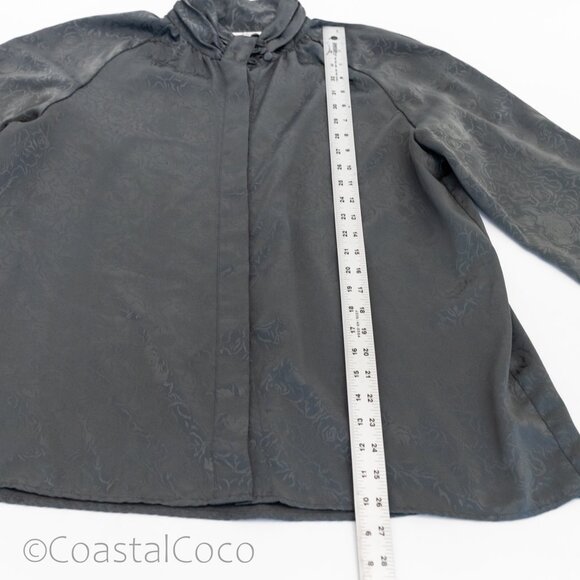 Vintage Christie & Jill Black Floral Jacquard Blouse 14 Baroque Goth Romantic - Picture 13 of 13